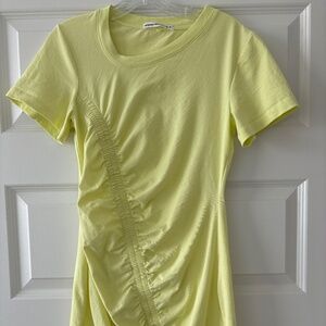 Designer Alexander Wang T shirt dress neon yellow with Ruching detail